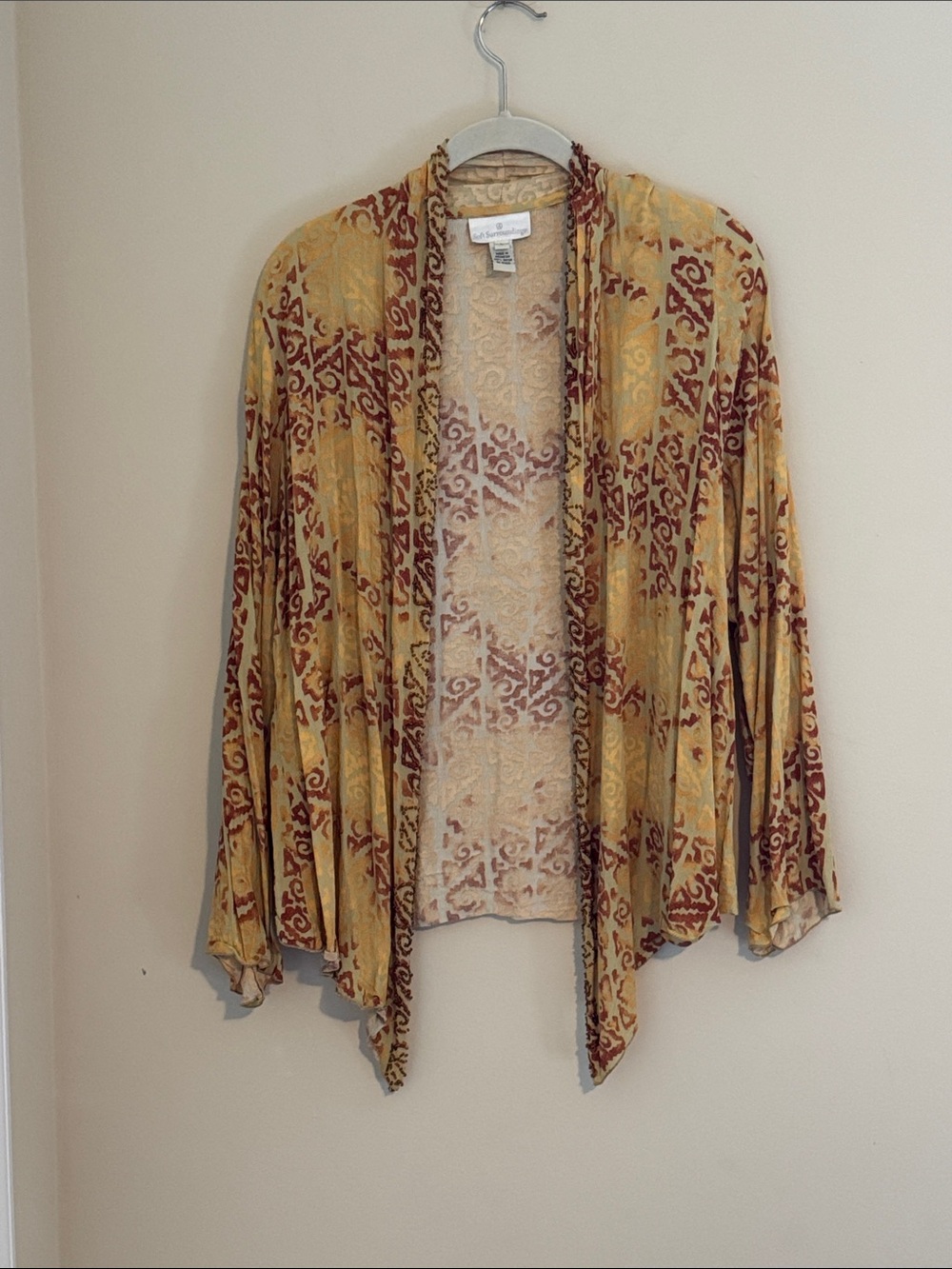 Soft Surroundings Draped Open-Front Cardigan with Beaded Detail